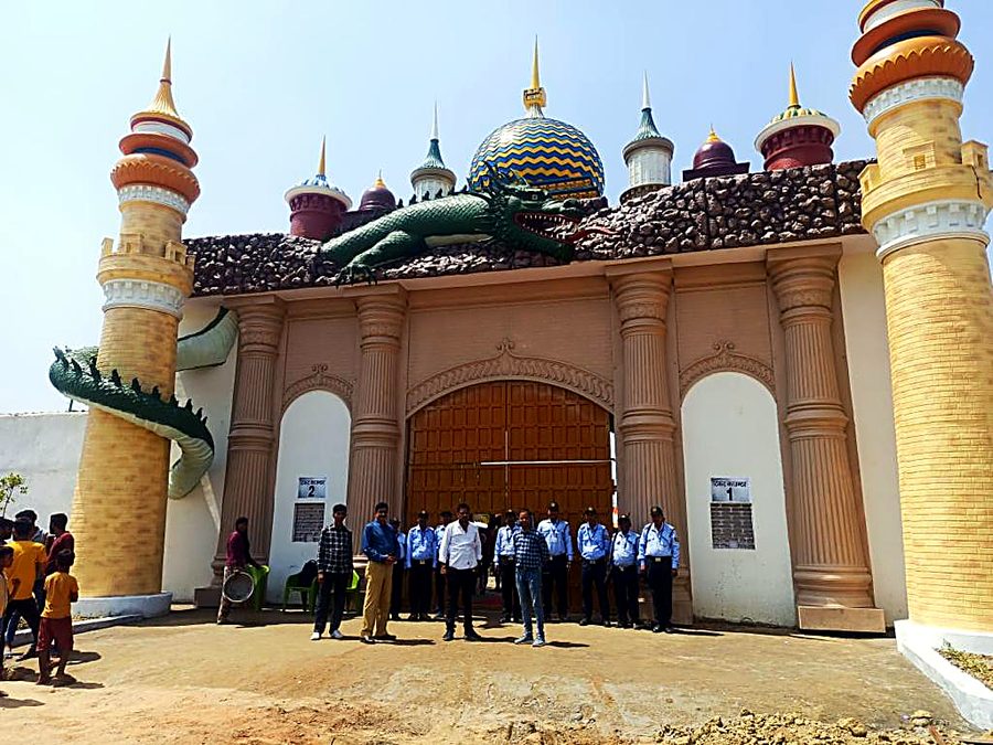 Team of guards deployed at a large venue entrance
